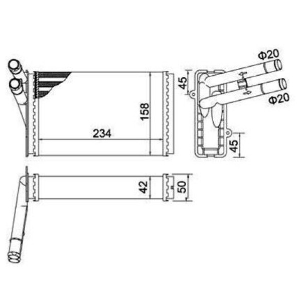 MARELLI 359000300810 Kalorifer Radyatörü Passat 96-00 A4 95-00 234×157×42
