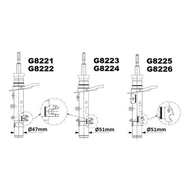 MONROE G8224 Amortisör Ön Sol 208 12- 51Mm 