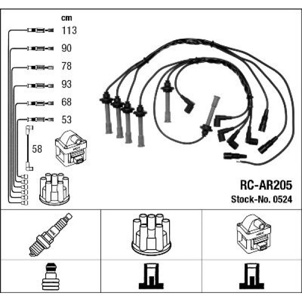 NGK 524 Alfa 164-Spıder 3.0 12V Buji Kablo Set