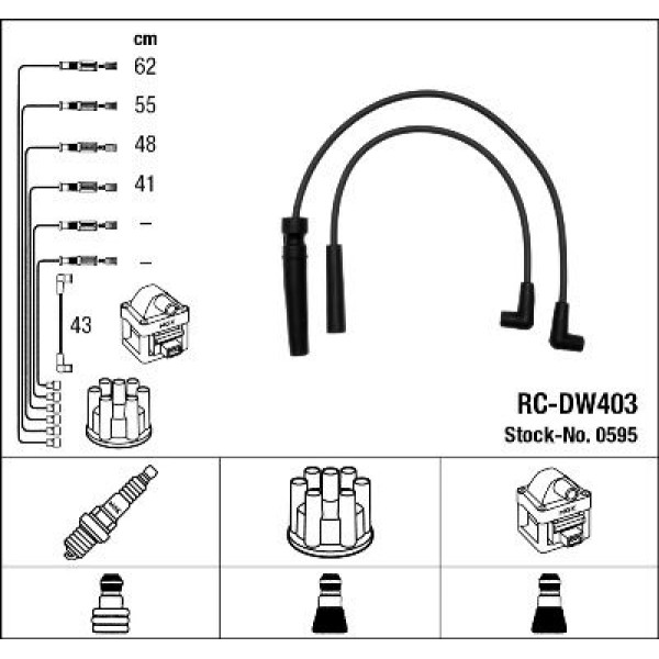 NGK 595 Daewoo Nexıa A15Mf Motor Buji Kablo Set