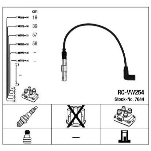 NGK 7044 Buji Kablosu Golf IV (Akl) (98-01)-Audi A3 1.6 8V 96- Fabia-Octavia-Superb 2.0. 1.6 8V 99-