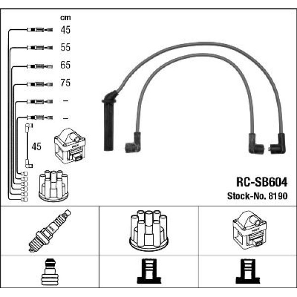 NGK 8190 Buji Kablosu Fiesta 95-08 Fusion 01-12 Focus 98-04 Focus II 04-09 Focus II C-Max 03-07 Puma