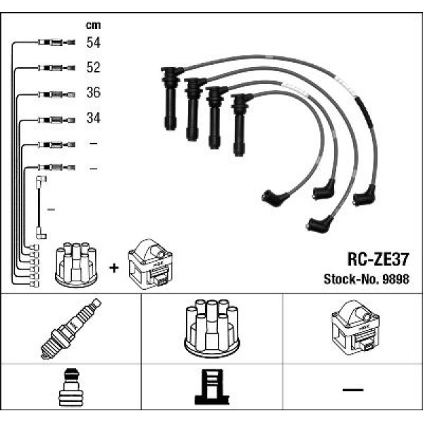 NGK 9898 Ateşleme Kablo Seti Rc-Ze37 Mazda: 323-Famılya 96-00 1.5 Z5 