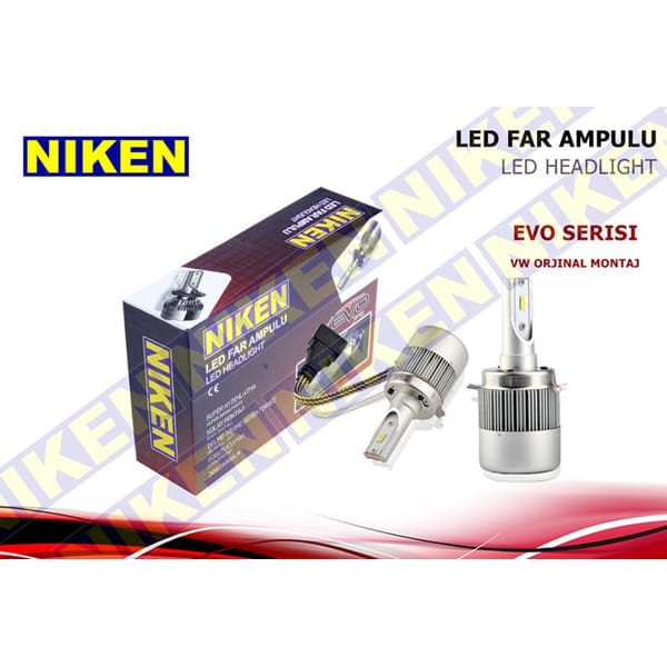 NIKEN 120020402 Ampül 12V H7 Led Xenon Set 6500K Jetta Orijinal Montaj Evo Serisi 
