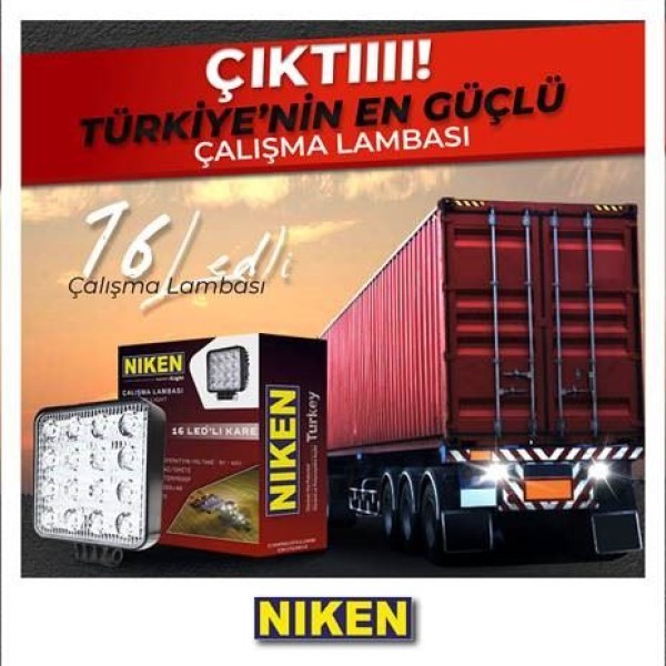 NIKEN 520010201 Calısma Lambası 16 Ledli Kare 