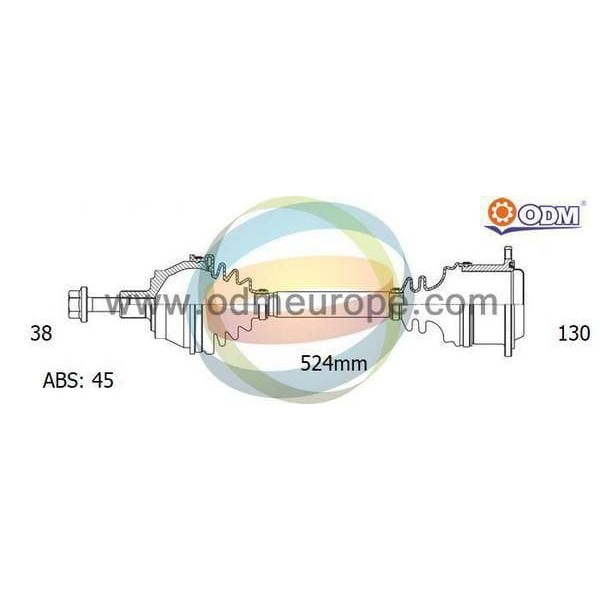 ODM AD-8-8563A Ön Aks Audi A6 1.9TDI-2.5TDI (38×130×524 45T) Sağ Komple 
