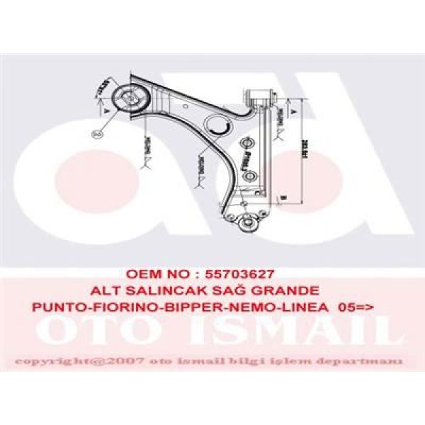 OPAR 51895366E Alt Salıncak Sağ Fiorino-Bipper-Nemo 08- Linea 07- Grande Punto-Punto 06- Punto Evo 0