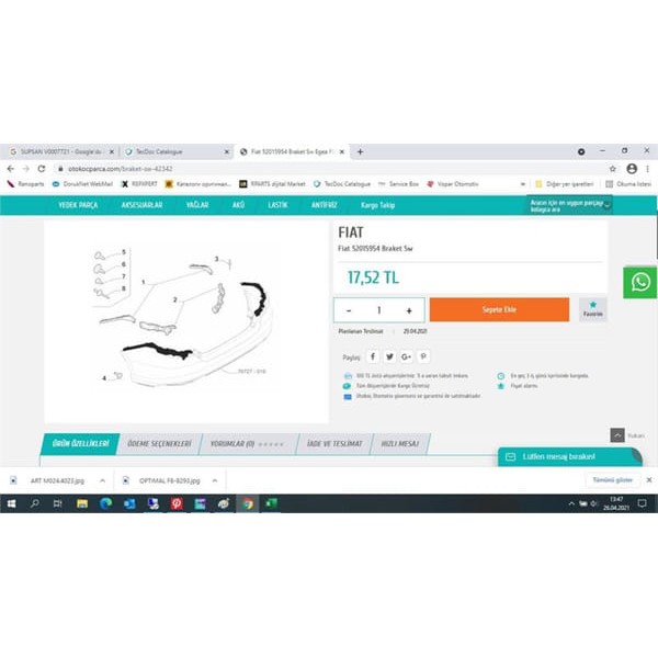 OPAR 52015954 Braket Sw 