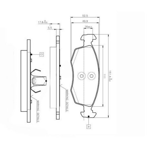 OPAR 55170904E Fren Balatası Ön Doblo 01- Albea Palio 96- 
