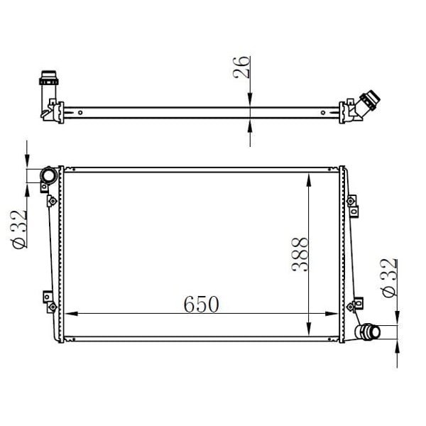 ORIS BAU062026 Radyatör Brazing Golf V-Touran 03 Caddy III-A3 03 Octavia 04-10 1.9TDI-2.0TDI Mek Ac