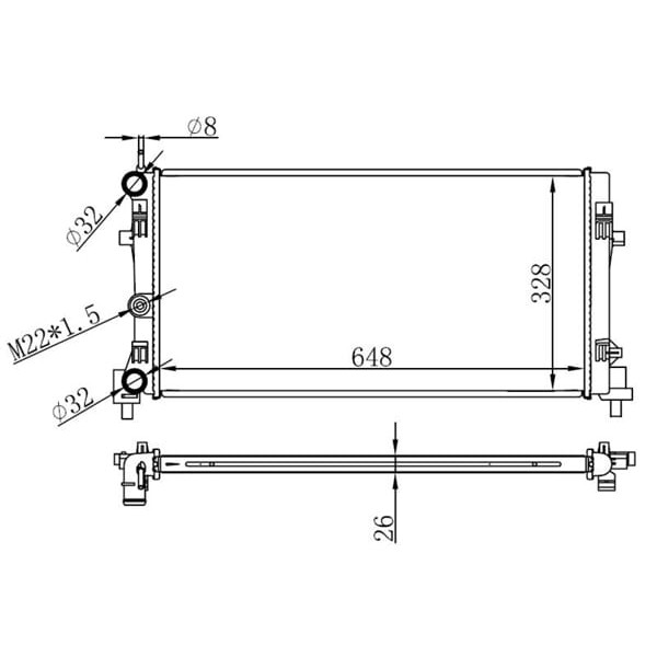 ORIS BAU063016 Radyatör Brazing A1-Ibiza V-Polo 1.2-1.4-1.6 09 Ac Klimasız Mek 648X326X16 