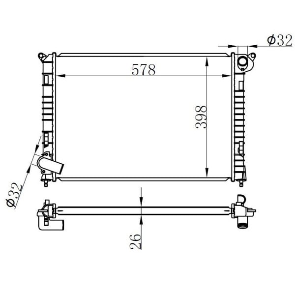 ORIS BBM130026 Radyatör Brazing Mt 578X398X26 Mini Cooper 1.6 01 / One 1.4/1.6 01 69703A