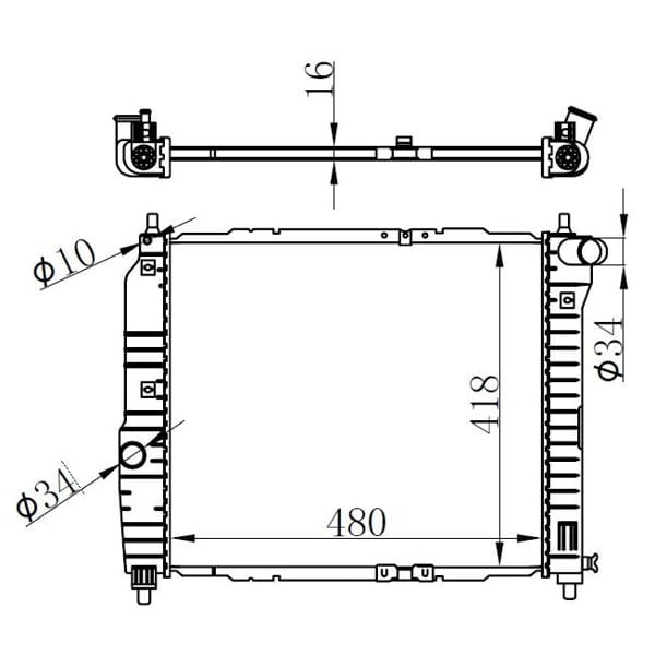 ORIS BCH009016 Radyatör Brazing Mt 480X418X16 Kalos 1.2İ/1.4İ 02 / Aveo 1.2İ/1.4İ 05 61636