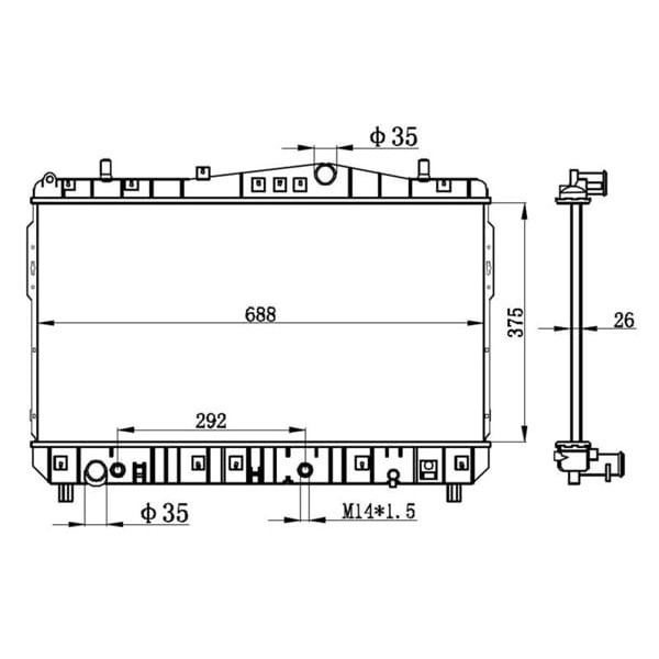 ORIS BCH012026 Radyatör Brazing Lacetti 1.4-1.6-1.8 Ac Klimasız Otom 375X698X26 Bdw012