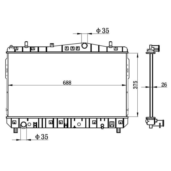 ORIS BCH013026 Radyatör Brazing Lacetti 1.4-1.6-1.8 Ac Klimasız Mek 375X698X26 Bdw013