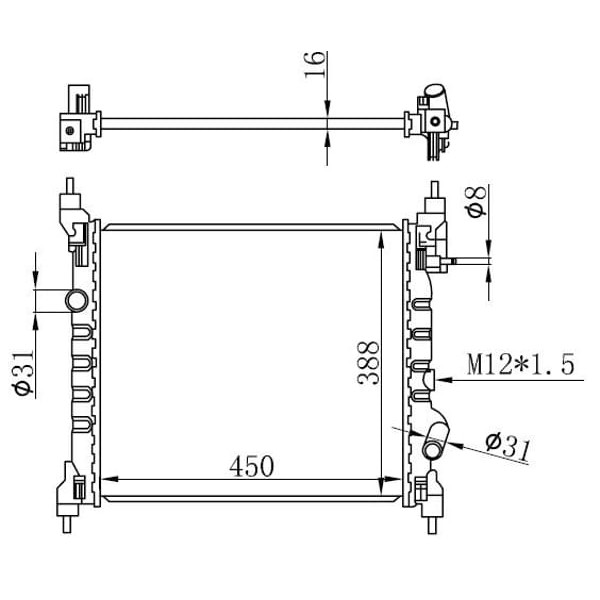 ORIS BCH191016 Radyatör Brazing Chevrolet Spark 1.2İ 10 Mek 450X388X16