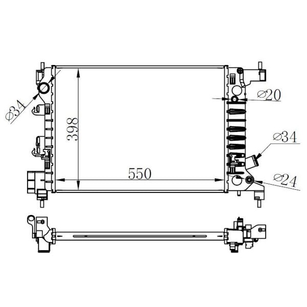 ORIS BCH293016 Radyatör Brazing Chevrolet Aveo 1.2-1.4 16V 11 Mek 550X398X16