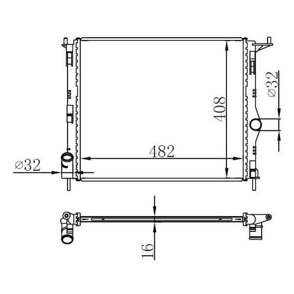 ORIS BDC048016 X Radyatör Brazing Dacia Logan 1.4-1.6 08 482X408X16 Mek.Şanz.