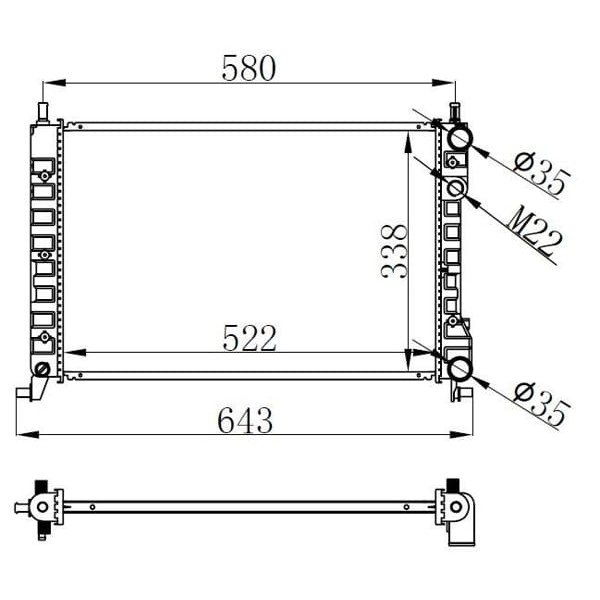 ORIS BFI003016 Radyatör Brazing Palio-Albea-Strada 96 1.2-1.4-1.6 16V Klimasız Mek 522X359X23