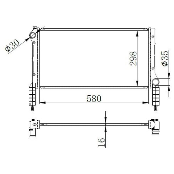 ORIS BFI046016 Radyatör Brazing Doblo 01 1.2-1.6 16V-1.9D Mek Klimasız 580X298X16 