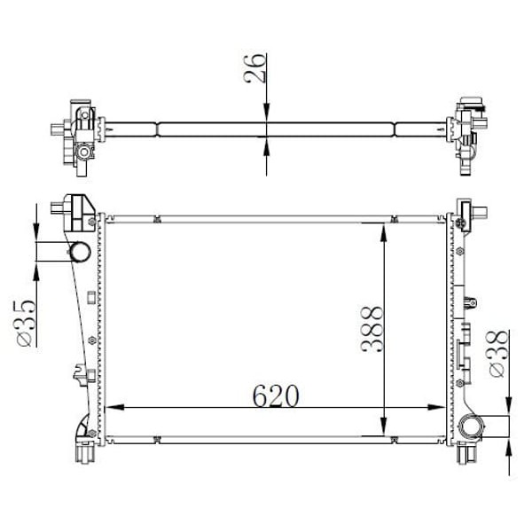 ORIS BFI051026 Radyatör Fiat Egea 1.3-1.6 Multijet-1.4 Al-Pl-Brz 620X398X26 