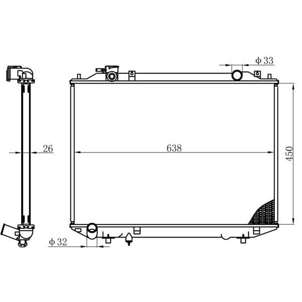 ORIS BFR045026 Radyatör Brazing Ranger 2.5D 98 Klimasız Mek 635X450X26 