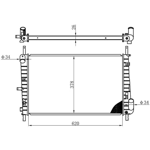 ORIS BFR079026 Radyatör Brazing Mondeo III 2.0 TDCI 00 Ac Klimasız Mek 620X378X26 