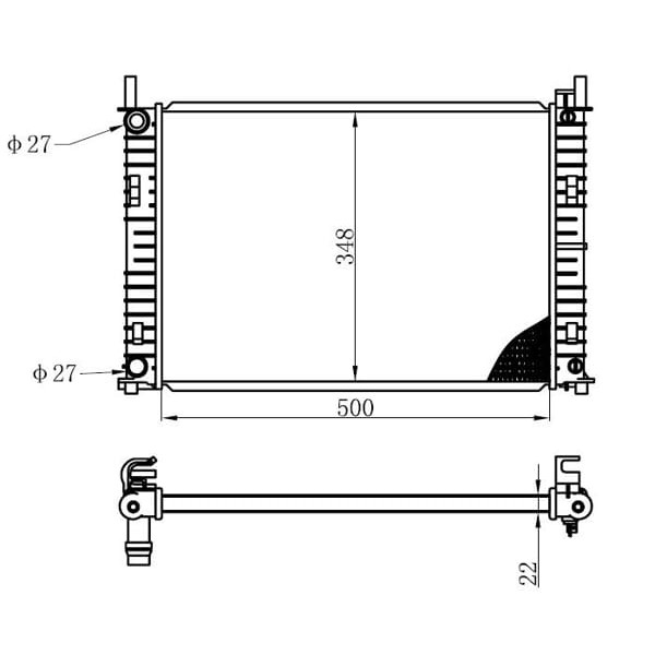 ORIS BFR080022 Radyatör Brazing Fiesta V 01 Fusion 02 1.4 TDCI Ac Klimasız Mek 500X348X22 