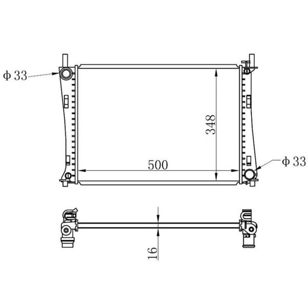 ORIS BFR081016 Radyatör Brazing Fiesta Benzin Mek 500X348X16 