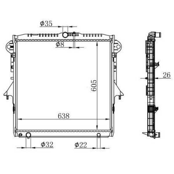 ORIS BFR170026 Radyatör Brazing Ford Ranger 2.2 TDCI 2011 Mekanik 605X638X26