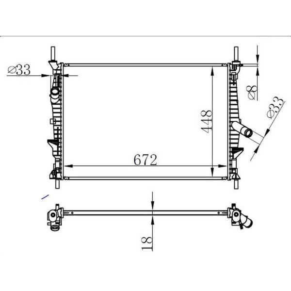 ORIS BFR186018 Radyatör Brazing Ford Transit 2.2 TDCI-2.4 TDCI 06 Mek. 672X448X18