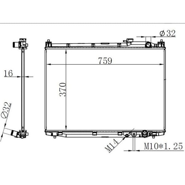 ORIS BHN222016 Radyatör Brazing Mt 370X759X16 Civic 2014 Dizel 
