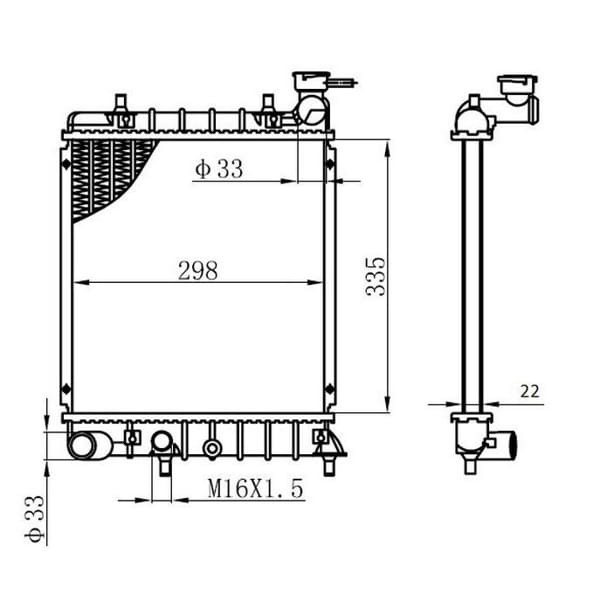 ORIS BHY022022 Radyatör Brazing Kalın Tip Hyundai Accent-Admire 1.3İ 99 335X298X22 Mek.