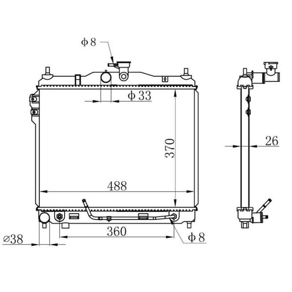 ORIS BHY037026 Radyatör Brazing Hyundai Getz 1.4İ 02 Ac Klimasız Otom 370X488X26 