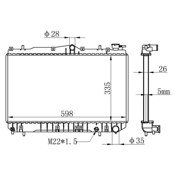 ORIS BHY068026 Radyatör Brazing Hyundai Excel 86 335X598X26 Mek.Şanz.