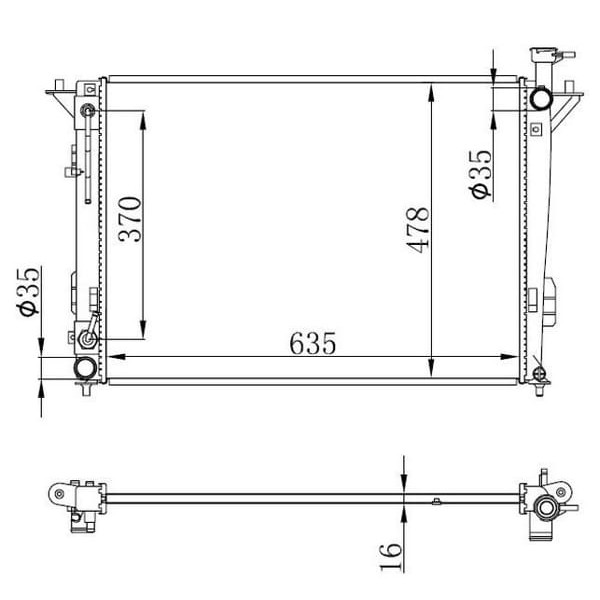 ORIS BHY085016 Radyatör Brazing Hyundai İx35-Kıa Sportage 1.6İ-2.0İ 10 635X478X16 Otomatik 