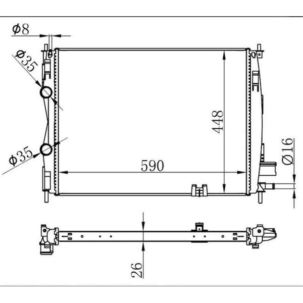ORIS BNI363026 Motor Su Radyatörü Brazıng Qashqai 1.5 DCI 07- Tahlıye Solda Manuel Şanzıman 590X448X 
