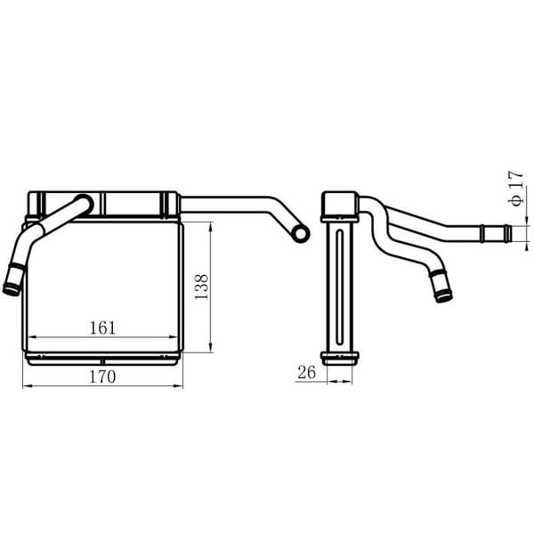 ORIS KMZ003026 Kalorifer Radyatörü Brazıng Mazda B2500 140X165X26 At/Mt Şanzıman