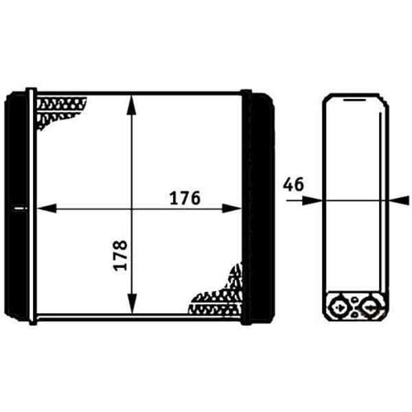 ORIS KOP003042 Kalorifer Radyatörü Brazing Astra F-Calıbra A-Vectra A Köşede 174X174X42 