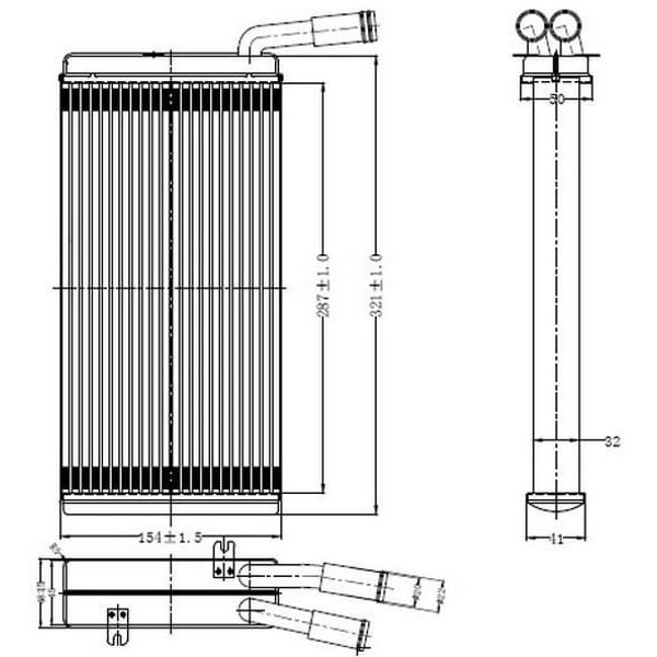 ORIS KVW008032 Kalorifer Radyatörü VW T4 Klimasız 287X154X32 Oto.-Mek.