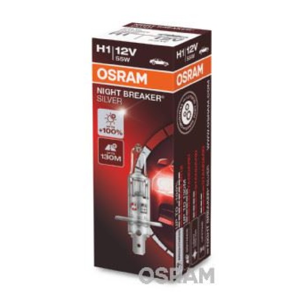 OSRAM 64150NBS-HCB Ampul 12V H1 55W Nıght Breaker Sılver Nbs Serisi 100 Güçlü Işık İkili Ambalaj