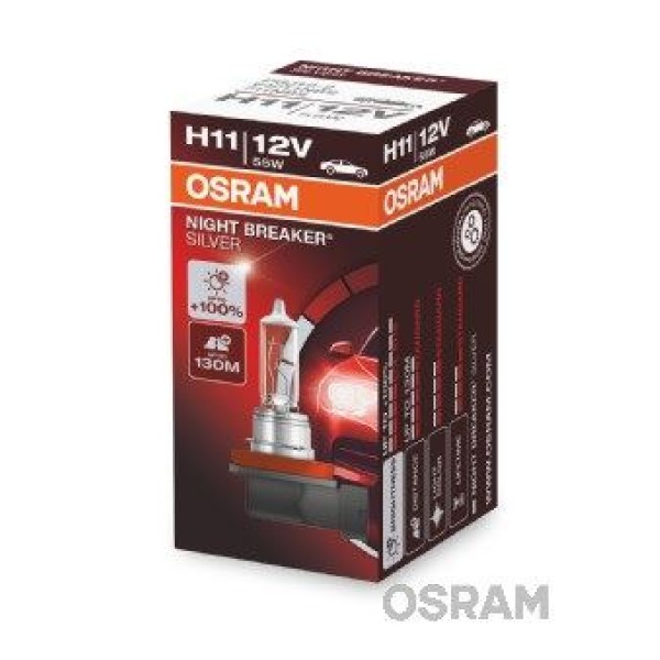 OSRAM 64211NBS-HCB Ampul 12V H11 55W Nıght Breaker Sılver Nbs Serisi 100 Güçlü Işık İkili Ambalaj