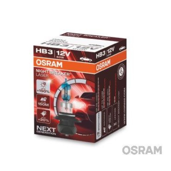 OSRAM 9005NL-HCB Ampul 12V Hb3 60W 9005 Nıght Breaker Laser 150 Güçlü 20 Beyaz Işık İkili Ambalaj 