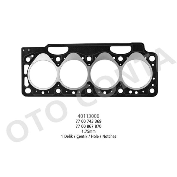 OTO CONTA 40113006 Silindir Kapak Contası 1 Delık R19 CLIO Express Kangoo Megane 1.9D F8Q 1.75Mm 