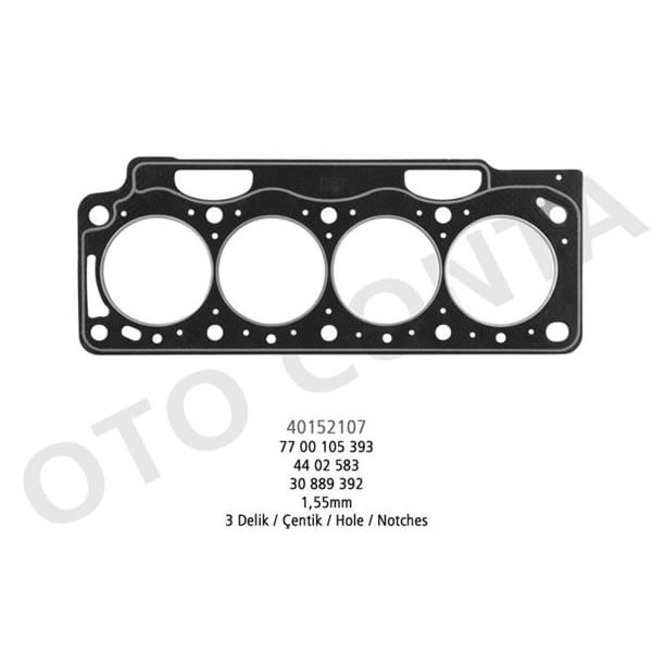 OTO CONTA 40152107 Silindir Kapak Contası 3 Delık Kangoo Megane I Laguna Trafic 1.9 DCI F9Q Dtı 1.55