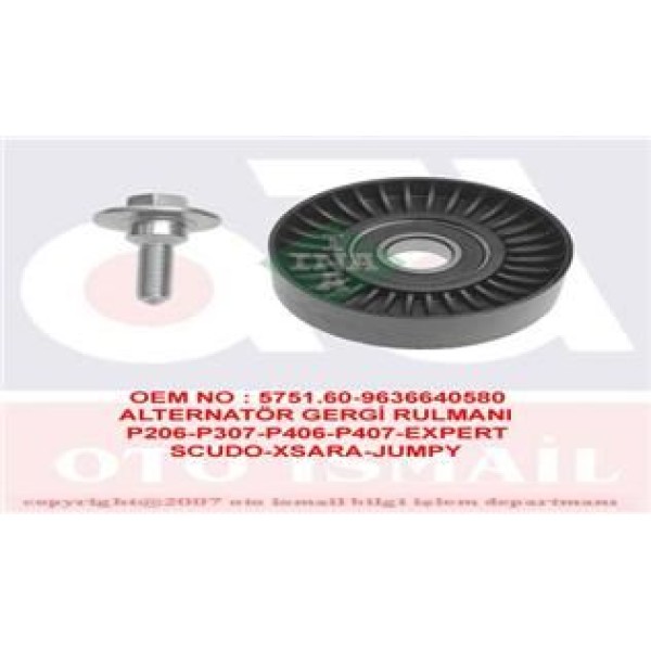 PEUGEOT 5751.60 V Kayış Gergi Rulmanı Ulysse Scudo / 206 Gtı 307 406 Yeni Model 407 1.8 16V 2.0 S16 