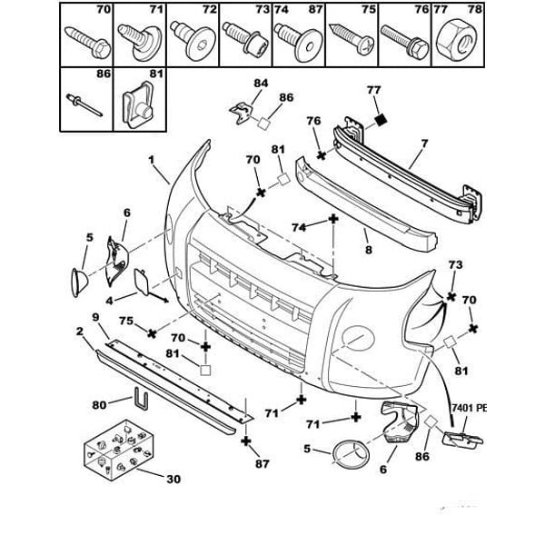 PEUGEOT 7401.PE Tampon Bağlantı Ayağı Ön Sol Fiorino / Bipper / Nemo 