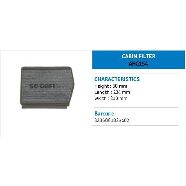 PURFLUX AHC154 Polen Filtresi Doblo 01- Idea Punto 09- / Musa 04- Ypsılon 03- Karbonlu 