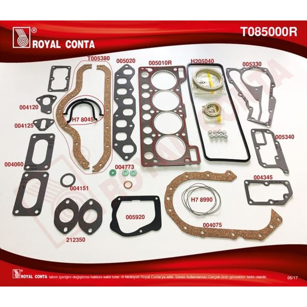 ROYAL T085000R Motor Takım Conta (Süper) (Skt Keçeli-Subp.Last) Renault 9 Broadway-R19 1.4 Karbüratö 