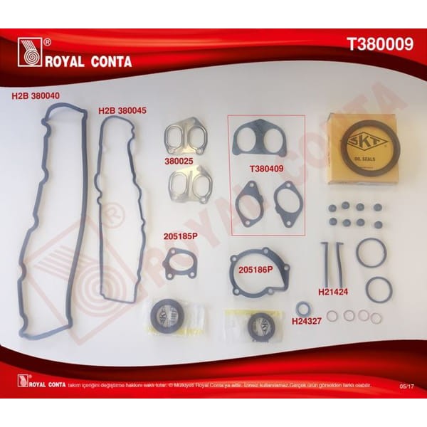 ROYAL T380009 Motor Takım Conta Skt Keçeli Lastikli Partner-Berlingo-C15-Jumpy-Xsara 1.9 Dw8 